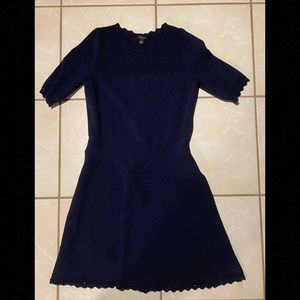 Anne Taylor navy blue dress with scallop details